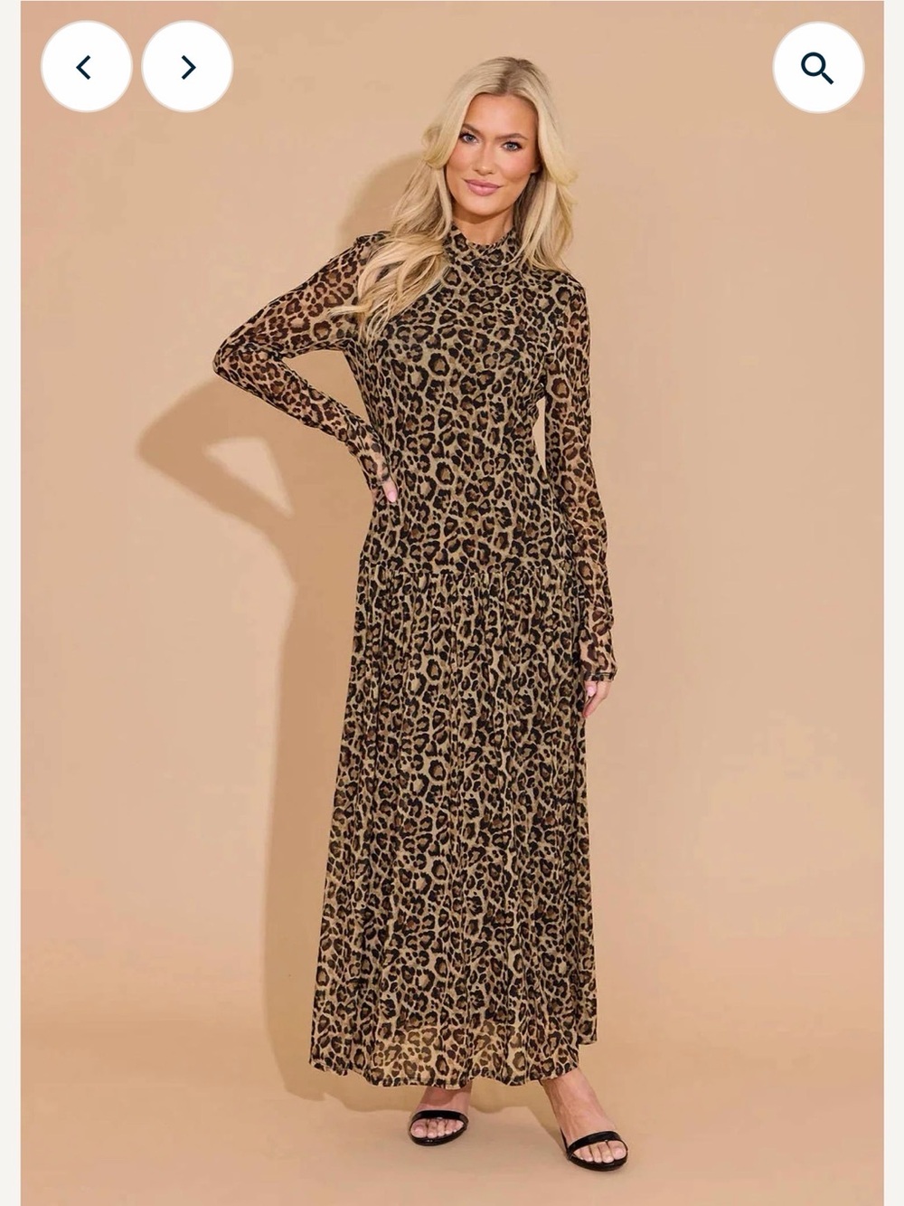 Leopard Print Long Sleeve Maxi Dress - Brown - Alden Adair - Mochi Midi Dress